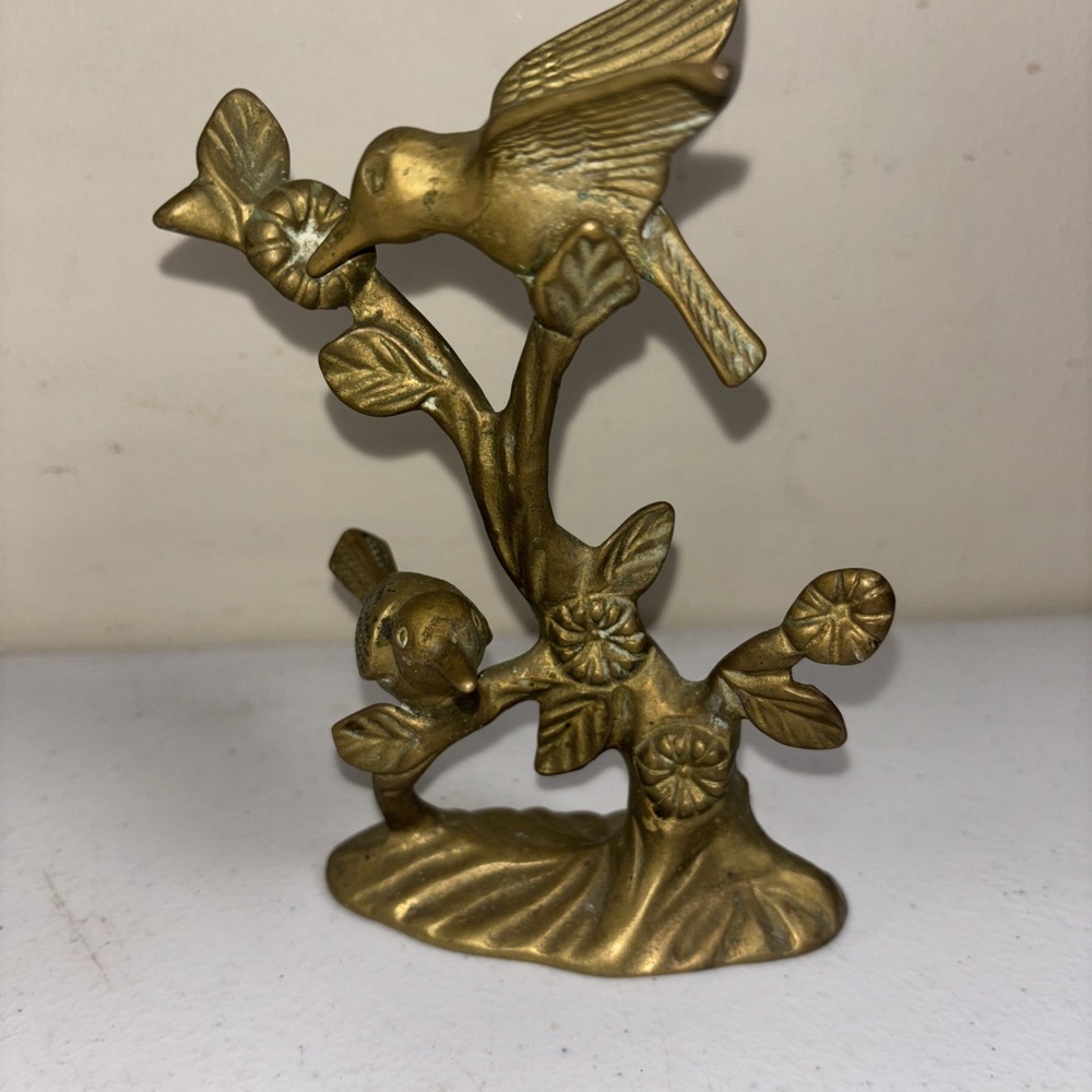 Enesco Brass‎ Hummingbirds Flowers 1987 Cottagecore Decor